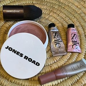 Saie Dew Balm, Jones Road Miracle, Ilia Color Haze